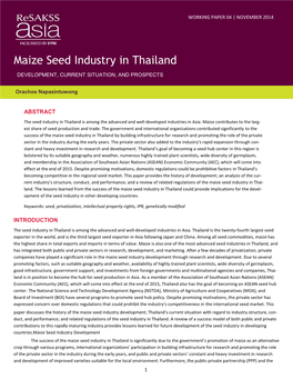 Maize Seed Industry in Thailand