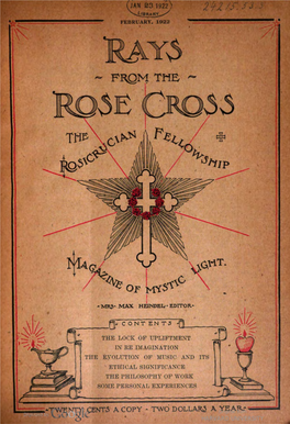 RAYS from the ROSE CROSS the Rosicrucian Fellowship Magazine