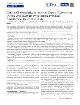 Clinical Characteristics of Imported Cases of Coronavirus Disease 2019