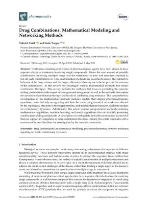 Drug Combinations: Mathematical Modeling and Networking Methods