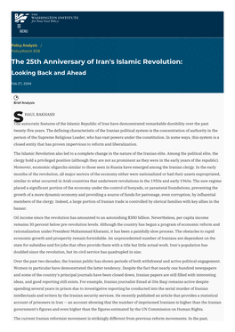 The 25Th Anniversary of Iran's Islamic Revolution: Looking Back and Ahead