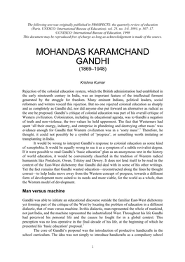 Mohandas Karamchand Gandhi (1869–1948)