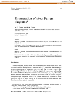 Enumeration of Skew Ferrers Diagrams*