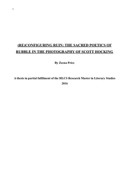 (Re)Configuring Ruin: the Sacred Poetics of Rubble in the Photography of Scott Hocking