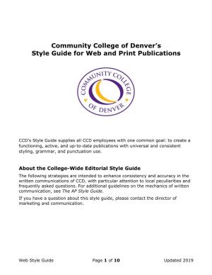 Community College of Denver's Style Guide for Web and Print Publications