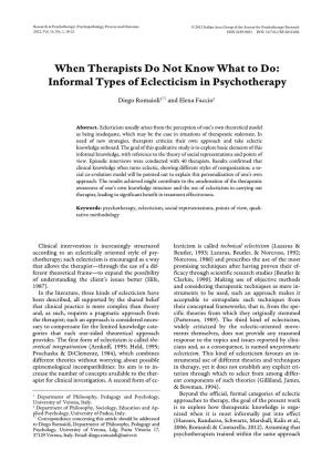 Informal Types of Eclecticism in Psychotherapy