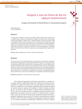Imagens E Sons Da Coreia Do Sul Em Espaços Transnacionais