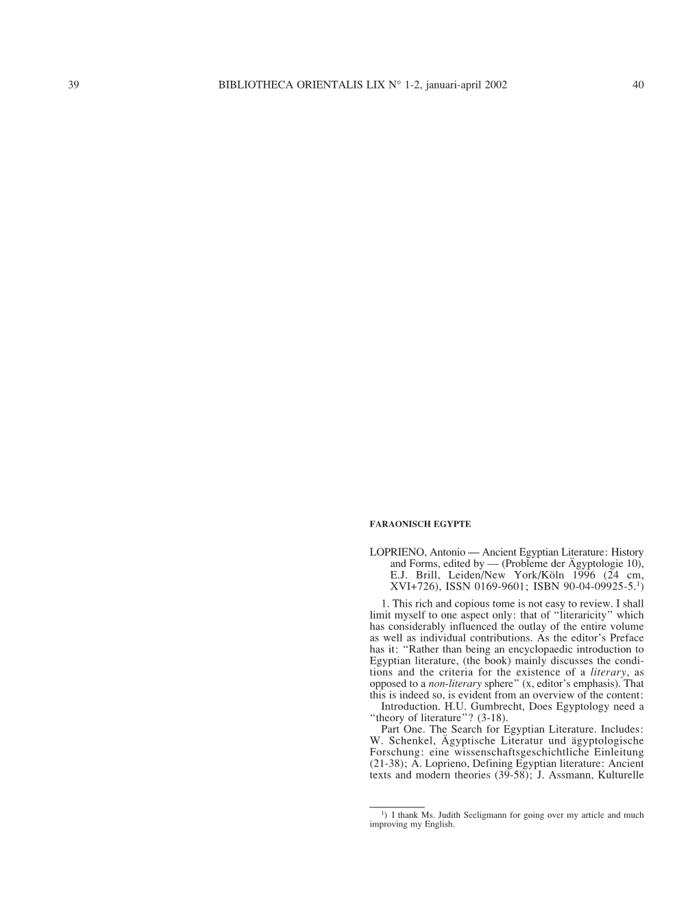 Ancient Egyptian Literature: History and Forms, Edited by — (Probleme Der Ägyptologie 10), E.J