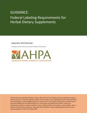 Federal Labeling Requirements for Herbal Dietary Supplements