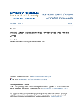 Wingtip Vortex Alleviation Using a Reverse Delta Type Add-On Device