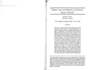 Dewey and the Project of Critical Social Theory*