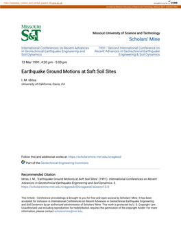 Earthquake Ground Motions at Soft Soil Sites