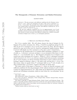 The Monogeneity of Kummer Extensions and Radical Extensions