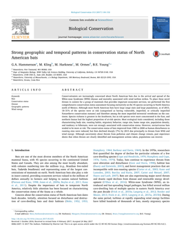 Strong Geographic and Temporal Patterns in Conservation Status of North MARK American Bats