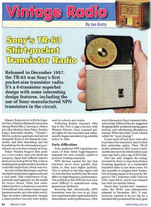 Released in December 1957, the TR-63 Was Sony's First Pocket-Size Transistor Radio