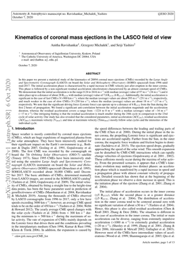 Kinematics of Coronal Mass Ejections in the LASCO Field of View