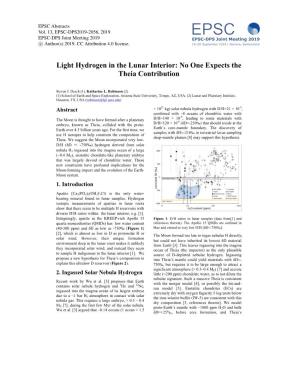 Light Hydrogen in the Lunar Interior: No One Expects the Theia Contribution
