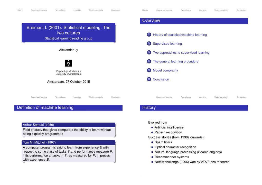 Statistical Modeling: The