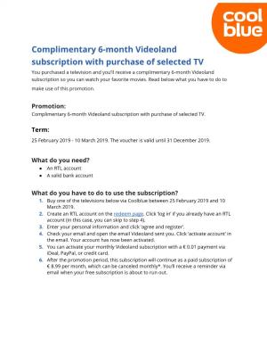 Complimentary 6-Month Videoland Subscription with Purchase of Selected TV