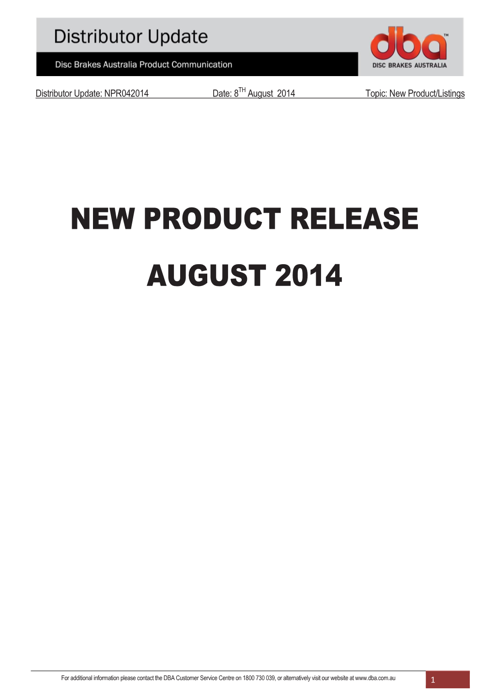 New Product Release August 2014