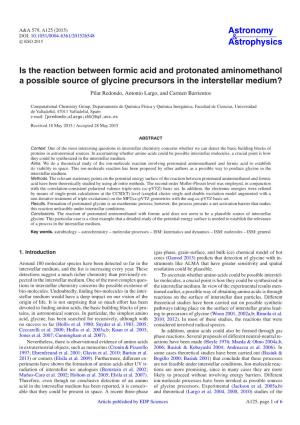Is the Reaction Between Formic Acid and Protonated Aminomethanol a Possible Source of Glycine Precursors in the Interstellar Medium?