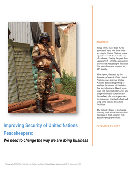 Report: Improving Security of United Nations Peacekeepers
