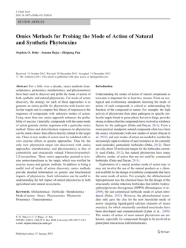 Omics Methods for Probing the Mode of Action of Natural and Synthetic Phytotoxins