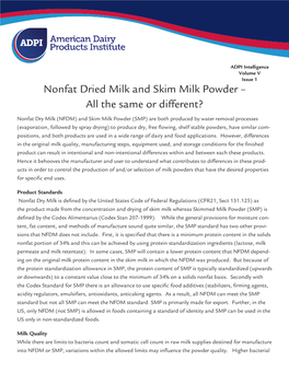 Nonfat Dried Milk and Skim Milk Powder – All the Same Or Different?