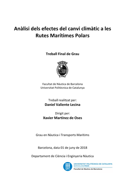 Anàlisi Dels Efectes Del Canvi Climàtic a Les Rutes Marítimes Polars