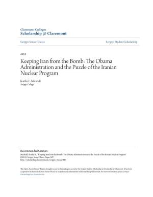 The Obama Administration and the Puzzle of the Iranian Nuclear Program Kaitlin E