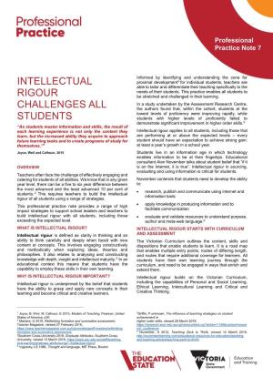 Intellectual Rigour Challenges All Students