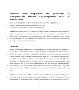 Preparation and Purification of Atmospherically Relevant Α