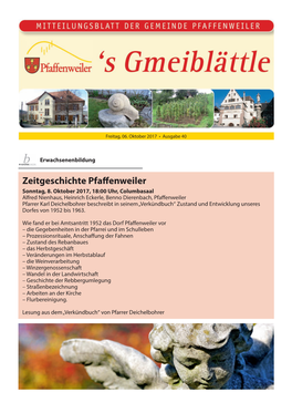 Zeitgeschichte Pfaffenweiler Sonntag, 8