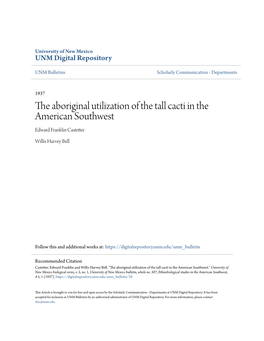 The Aboriginal Utilization of the Tall Cacti in the American Southwest