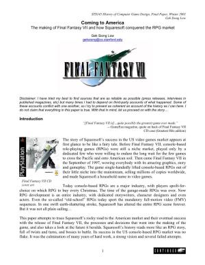 The Story of Final Fantasy VII and How Squaresoft