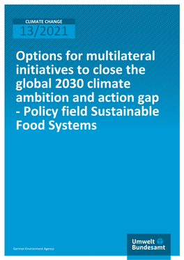 Options for Multilateral Initiatives to Close the Global 2030 Climate Ambition and Action Gap - Policy Field Sustainable Food Systems