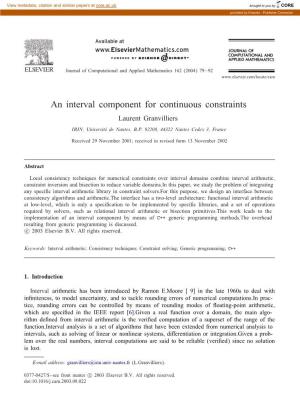 An Interval Component for Continuous Constraints Laurent Granvilliers