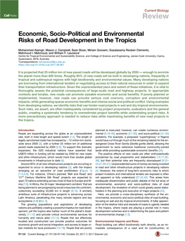 Economic, Socio-Political and Environmental Risks of Road Development in the Tropics