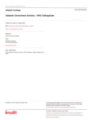 Atlantic Geoscience Society - 1995 Colloquium