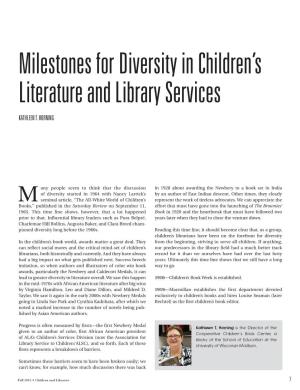 Milestones for Diversity in Children's Literature and Library Services