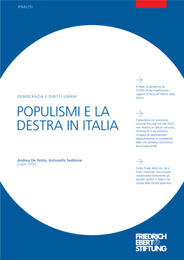 POPULISMI E LA DESTRA in ITALIA Indice