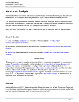 Moderation Analysis