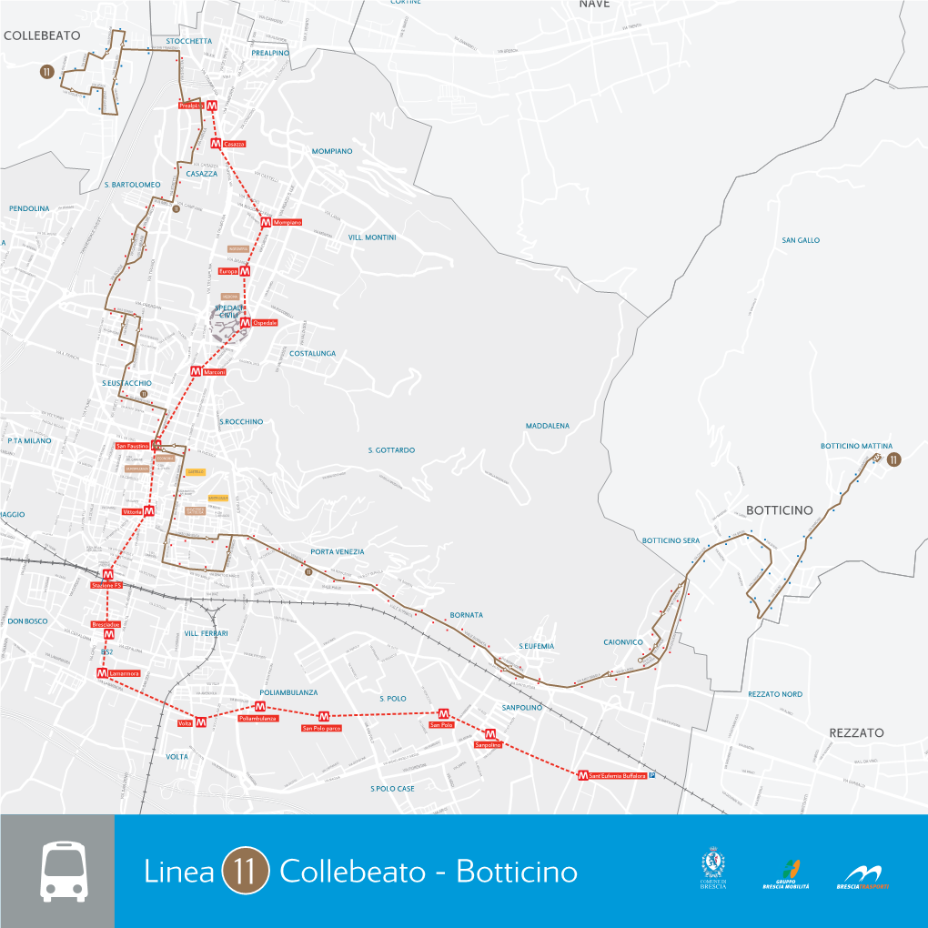 Linea Collebeatotangenziale SU-D Botticino ONZATO 11 VIA SAN BENEDETTO VIA VERZIANO TANGENZIALE SUD VIA FORNACI VIA CASCINA PONTEVICA