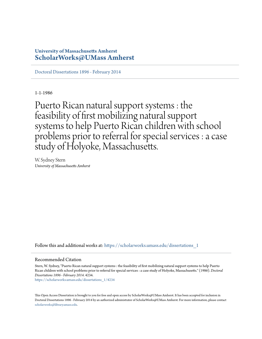 Puerto Rican Natural Support Systems