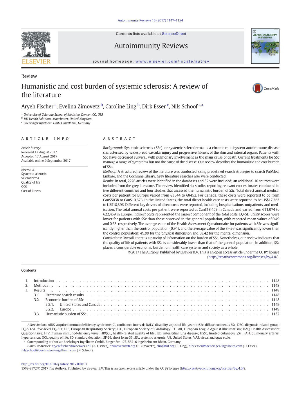 Humanistic and Cost Burden of Systemic Sclerosis: a Review of the Literature