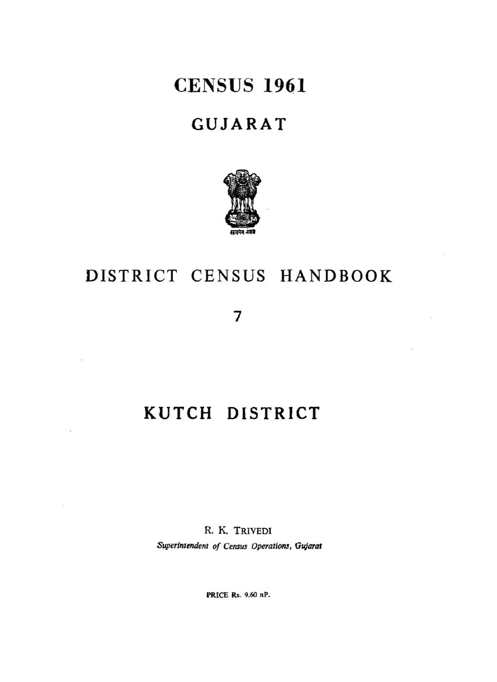 District Census Handbook, 7 Kutch