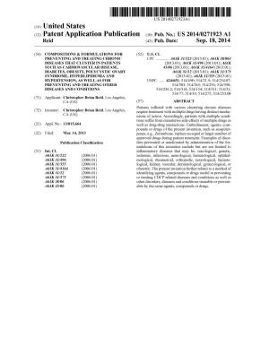 (12) Patent Application Publication (10) Pub. No.: US 2014/0271923 A1 Reid (43) Pub