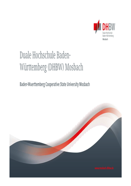 DHBW Mosbach About Our University 2017 Pdf