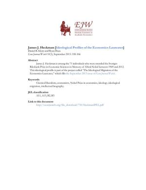 James J. Heckman [Ideological Profiles of the Economics Laureates] Daniel B