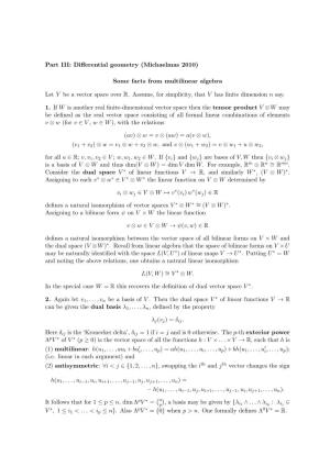 Part III: Differential Geometry (Michaelmas 2010) Some Facts From